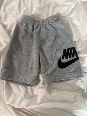 Nike Gray Fleece Kids' Logo Shorts with Black Swoosh